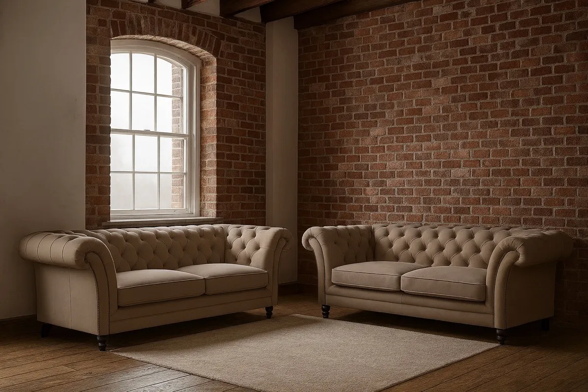 Savoy Chesterfield sofa in rich fabric